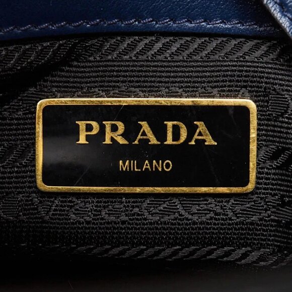 Prada Bluette Saffiano and Soft Calfskin Leather Small Monochrome Tote Bag 1B - Picture 8 of 10